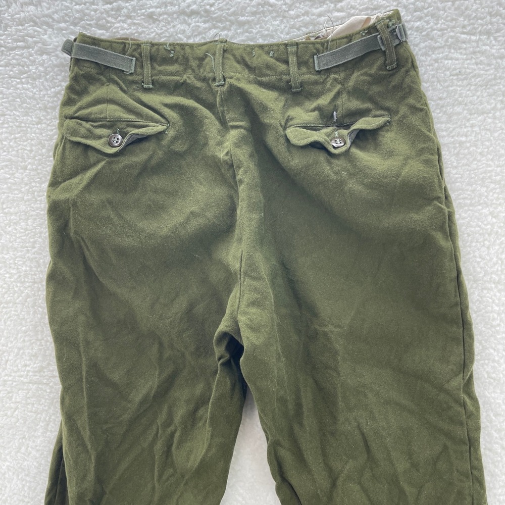 VTG US Military Trousers Mens Medium 30x28 M-1951 Field Wool Green OD Korean War - Picture 5 of 12